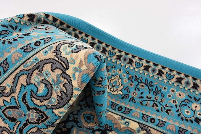 Unique Loom Reza Collection Traditional Persian Style Area Rug, 8' 0" x 8' 0", Turquoise/Ivory