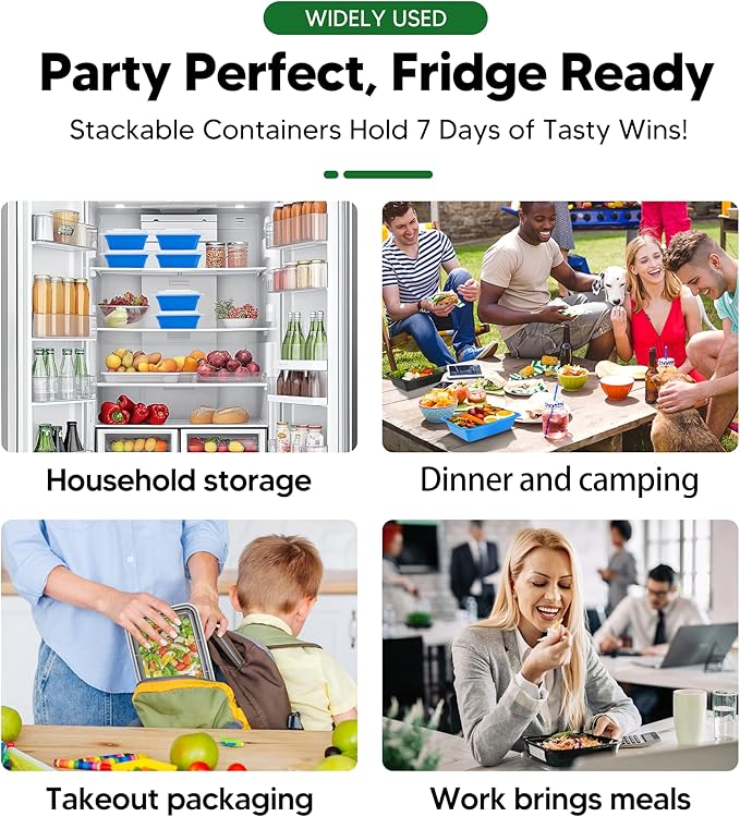 50 Pack Meal Prep Containers with Lids 38oz - BPA-Free, Reusable, Leakproof Food Storage Containers - Microwave/Dishwasher/Freezer Safe, To Go Take Out Plastic Food Storage Pans(Black)