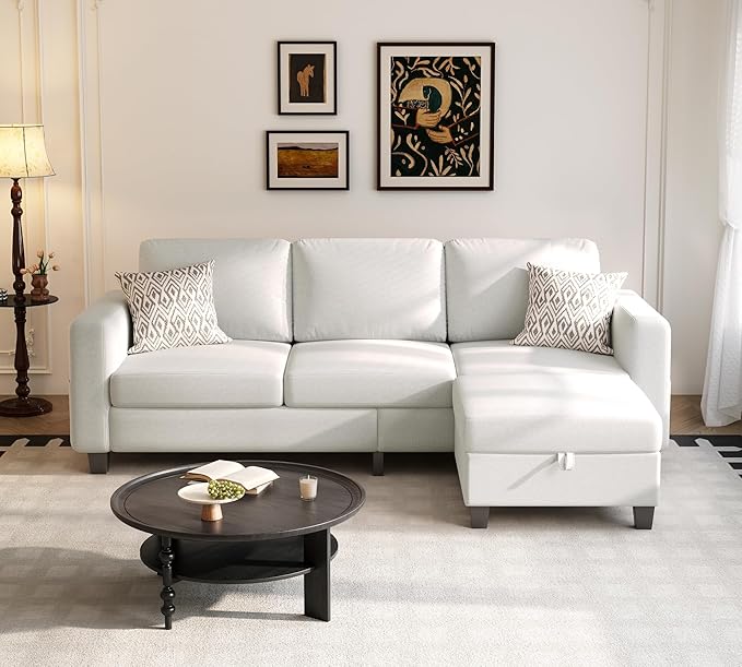 Youmumeub 79''Sectional Couch Couches for Living Room - L-Shaped 4-Seater Deep Sectional Sofa,Removable Covers,Suitable for The Living Room, Apartment or Office-Beige