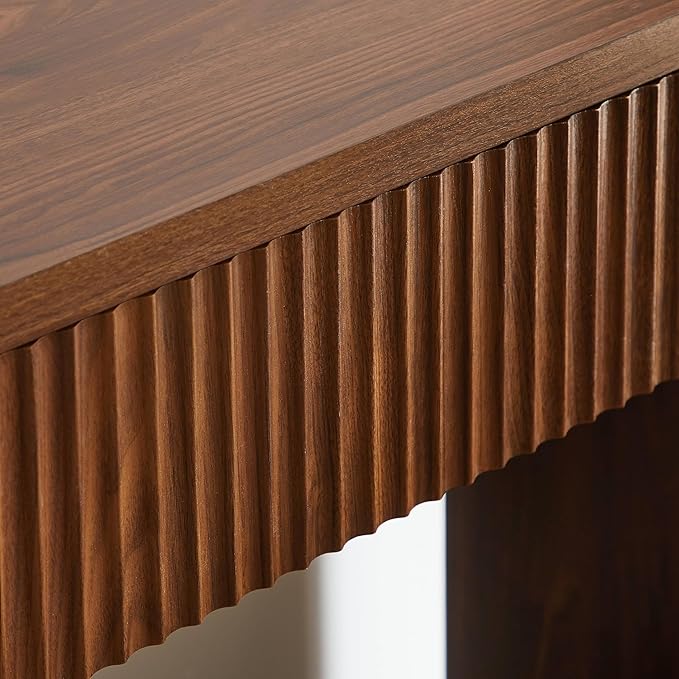 59" Rustic Flute Console Table with 2 Drawers, Modern Farmhouse Entrance Table, Sofa Table for Behind Sofa, Hallway Table with Storage Compartment, Suitable for Hallway and Living Room,Walnut