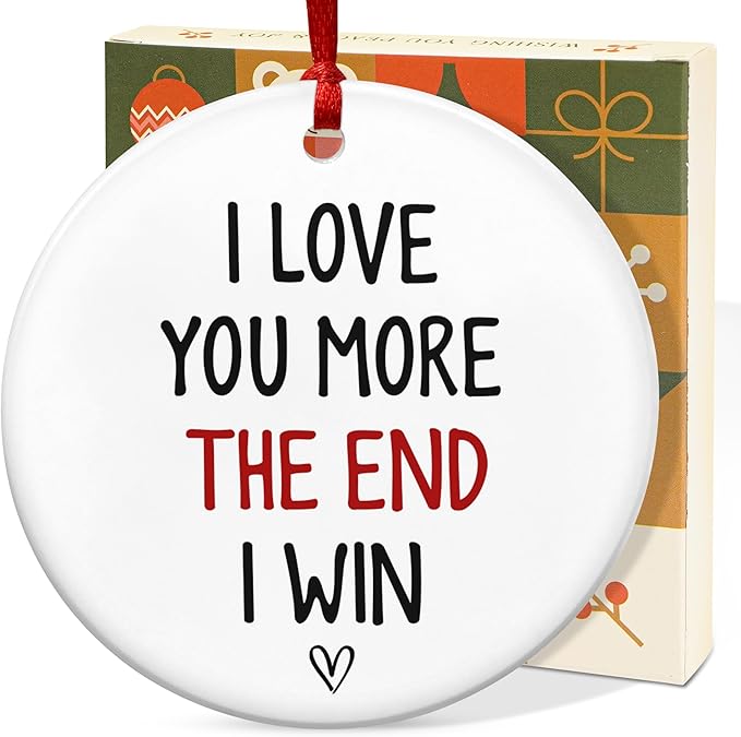 Christmas Couple Gifts for Girlfriend Boyfriend - Ceramic Christmas Ornaments 2025 for Tree Decorations - I Love You Gifts for Gf Him Her Women Men, Wife Husband Gift Ideas, Stocking Stuffers
