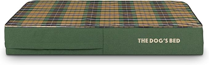 The Dog’s Bed Orthopedic Memory Foam Dog Bed, Large Green Tartan 40x25, Pain Relief for Arthritis, Hip & Elbow Dysplasia, Post Surgery, Lameness, Supportive, Calming, Waterproof Washable Cover