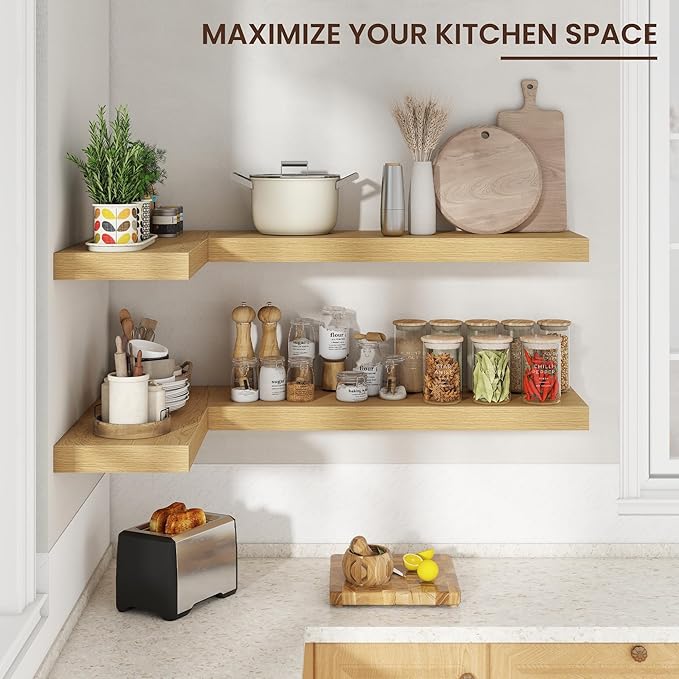 Floating Shelves for Wall, 30" W x 12" D x 2" H, 2 Pack of Long Wall Mounted Engineered Wood Shelves with Invisible Brackets for Living Room, Bedroom, Bathroom, Kitchen Decor, Oak