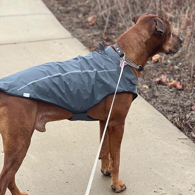 Mile High Life Dog Raincoat, Adjustable Waterproof Reflective Rain Jacket for Small Medium Large Dogs, Lightweight Breathable Pet Rain Coat with Leash Hole(Dark Gray,S Chest 22-25")