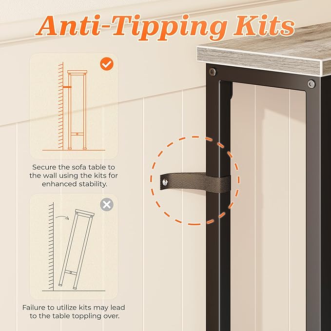 SUPERJARE Sofa Table with 2 Power Outlets and USB-C Ports, 5.9 Inch Narrow Console Table with Storage, Extra-Long, for Entryway Hallway Couch Behind Sofa, Small Spaces, Oak, 102.3 Inch