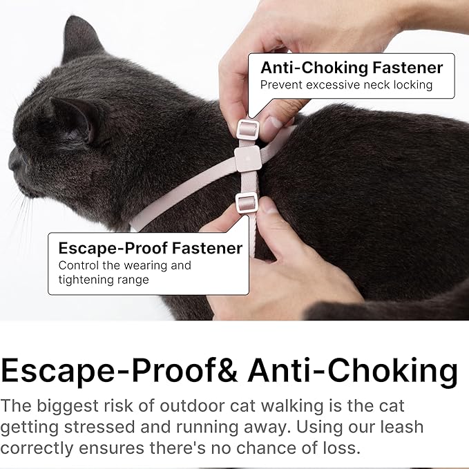 Cat Harness and Leash 2-in-1, Escape Proof Anti-Chocking Harness Adjustable Lighweight Leash Walking Outoor Training for Kitten Small Large Cats Puppy, US IDA Bronze Award (Midnight Black)
