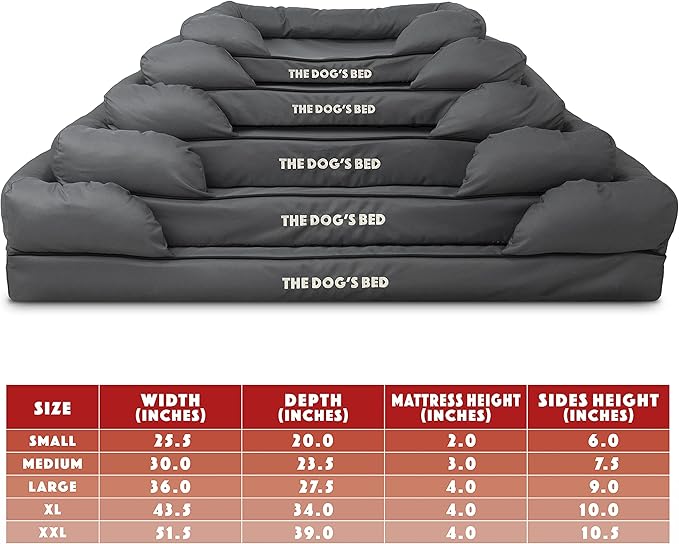 The Dog's Bed Replacement Outer Cover ONLY (Outer Cover ONLY - NO Bed, NO Waterproof Inner) for The Dog's Bed, Washable Oxford Fabric, XXL (Grey with Black Piping)