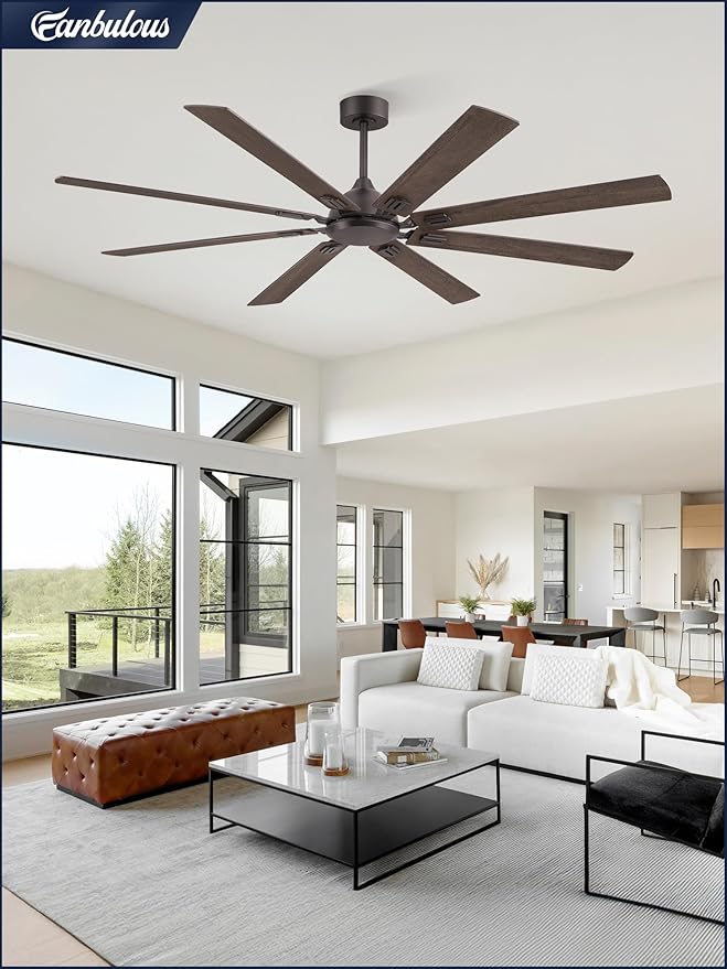 72 Inch Ceiling Fans No Light with Remote, Modern Ceiling Fan Without Light, Dual Finish 8 Blades, Reversible DC Motor, 6 Speed, Large Ceiling Fan for Indoor or Covered Outdoor, Oil Bronze
