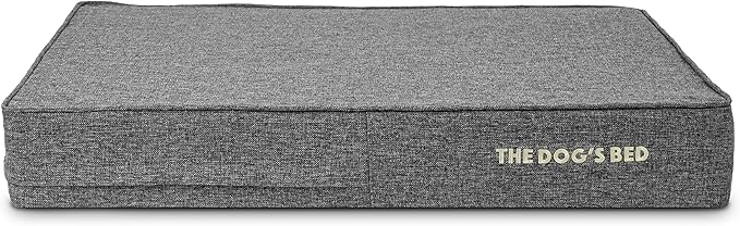 The Dog’s Bed Orthopedic Memory Foam Dog Bed, Large Grey Linen 40x25, Pain Relief for Arthritis, Hip & Elbow Dysplasia, Post Surgery, Lameness, Supportive, Calming, Waterproof Washable Cover