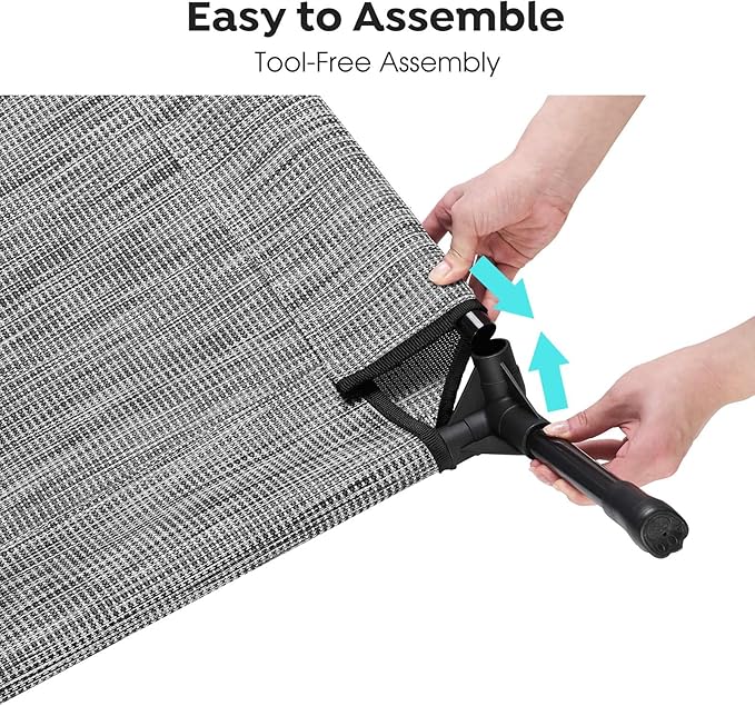 Veehoo Outdoor Elevated Dog Cot Bed, Cooling Raised Pet Bed for Small Dogs, Washable Breathable Mesh Hammock Bed with No-Slip Feet, Indestructible Ground Off Training Platform Cot-22"x17" Black Silver