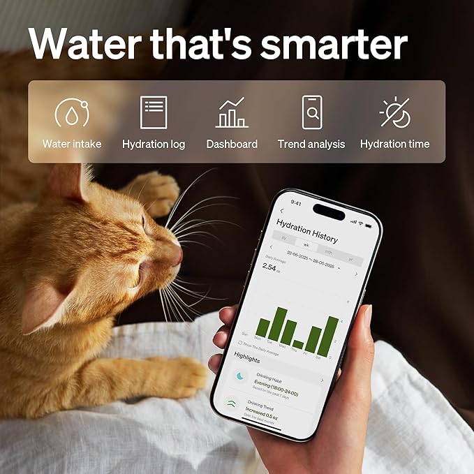 PETLIBRO Upgrade Cat Water Fountain Stainless Steel Tray, Dockstream 2 Smart App Monitoring Cat Fountain for Drinking, 3L/101oz Pet Water Fountain for Cats, 5G WiFi Auto Cat Water Dispenser Dog