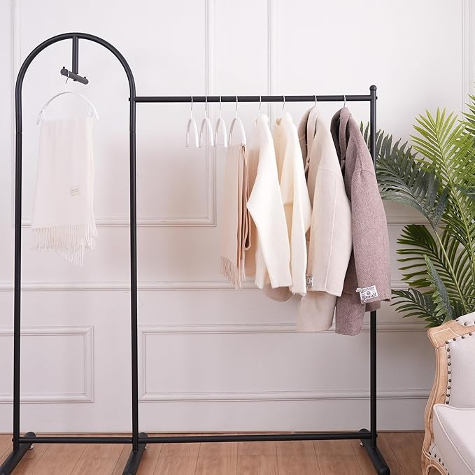 Metal Hangers with Non-Slip Rubber Coating, No Shoulder Bumps, Contour Design with Pants Bar for Sweaters & T-Shirts, White, 16.5 Inch, Pack of 10