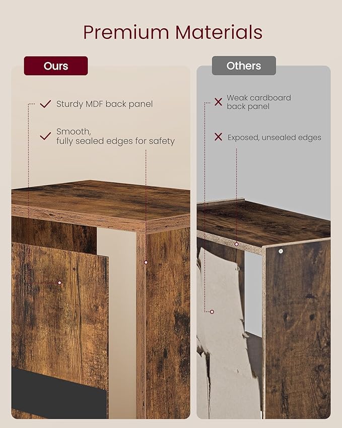 VASAGLE Custos Collection - Bookshelf, 3-Tier Bookcase, Book Shelf, Open Storage Shelf, 9.4 x 11.8 x 37.3 Inches, for Living Room, Home Office, Dining Room, Rustic Brown ULBC433K01