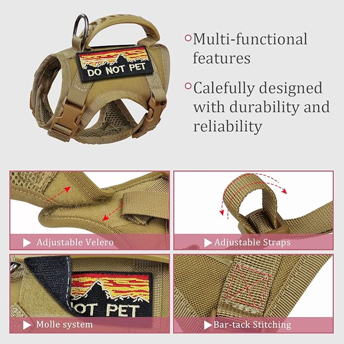 Tactical Cat Harness for Walking Escape Proof,Adjustable Pet Vest Harness,Soft Mesh Padding Large Cat,Small Dog with Quick-Release Buckle and Rubber Handle