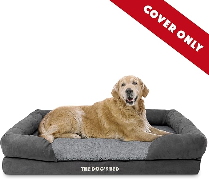 The Dog's Bed Replacement Outer Cover ONLY (Outer Cover ONLY - NO Bed, NO Waterproof Inner) for The Dog's Bed, Washable Plush Fabric, Extra Large (Grey Plush)