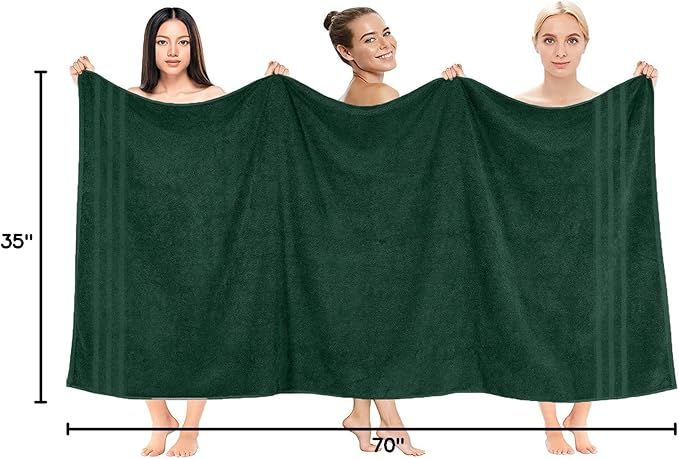DAN RIVER 2 Pack Luxury Bath Sheets 35x70, 600 GSM, Soft & Quick Dry 100% Ring Spun Cotton Towels Ideal for Hotels, Spas, Gyms & Salons Extra Large, Hunter Green