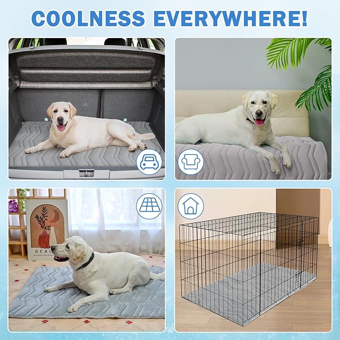 SCENEREAL Dog Cooling Mat Extra Large, 59"x40" Reversible Self-Cooling Pad (Cool & Warm), Thicken Pet Ice Cool Bed Mat use in Kennel Crate Sofa Floor Car Seat, Machine Washable, Non-Gel