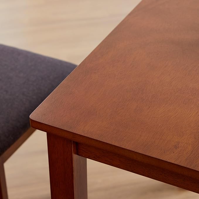 Livinia Seattle Modern Farmhouse Kitchen Dining Room Chair Set of 4, Solid Wood Fabric Upholstered Cushion Seat Wood Ladder Back Chairs (Antique)