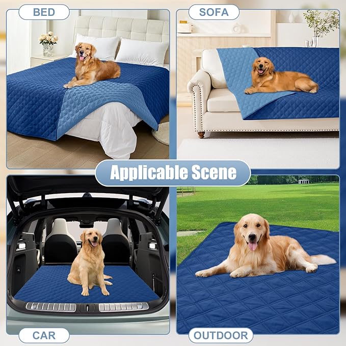 Smiry Waterproof Dog Blanket, Reversible Dog Bed Cover Pet Blanket, Soft Pet Couch Covers for Sofa Washable, Bed Couch Sofa Furniture Protector for Puppy Cat Kids (40"x50", Navy/Blue)