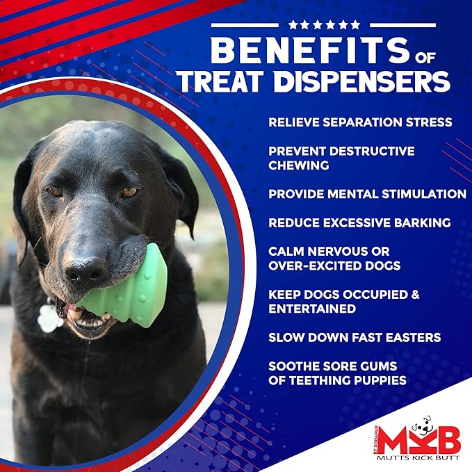 SodaPup MuttsKickButt Christmas Tree – Durable Dog Treat Dispenser & Chew Toy Made in USA from Non-Toxic, Pet Safe, Food Safe Natural Rubber for Mental Stimulation, Problem Chewing, Calming & More
