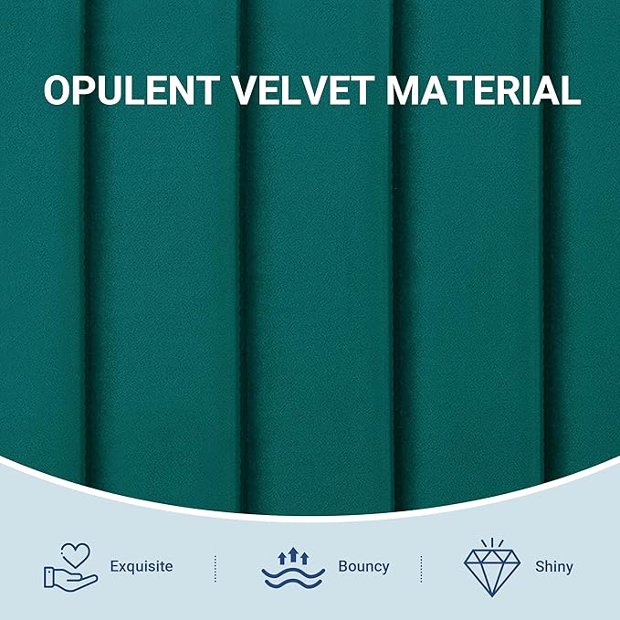 Allewie Twin Bed Frame, Velvet Upholstered Platform Bed with Adjustable Vertical Channel Tufted Headboard, Mattress Foundation with Strong Wooden Slats, Box Spring Optional, Easy Assembly, Teal