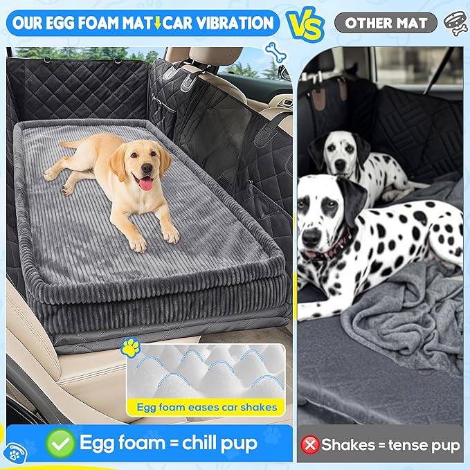 Dog Car Bed, Non-Slip Backseat Extender Pet Mat, Removable Washable Dog Bed for SUVs, Sedans & Trucks, Anti-Slip Travel Mat for Dogs, Easy Clean & Scratch-Proof & Comfort(Dark Gray, 50"x24.6")