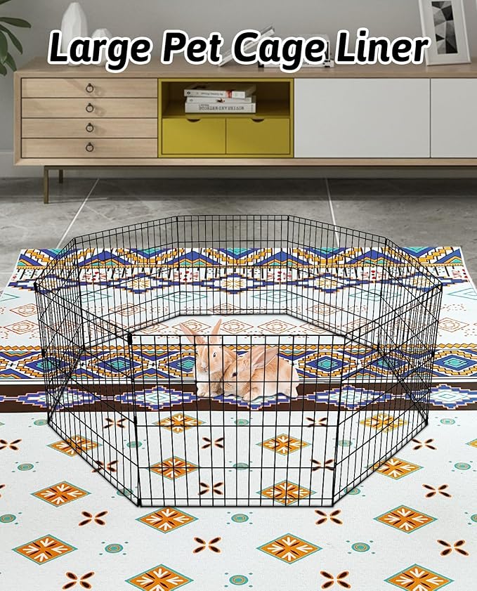 BNOSDM 79" X 55" Washable Bunny Cage Liners Large Rug for Rabbits Large Non Slip Pad for Bunnies, Rabbit Playpen Mat for Chinchillas Cats Guinea Pigs Ferrets Dogs