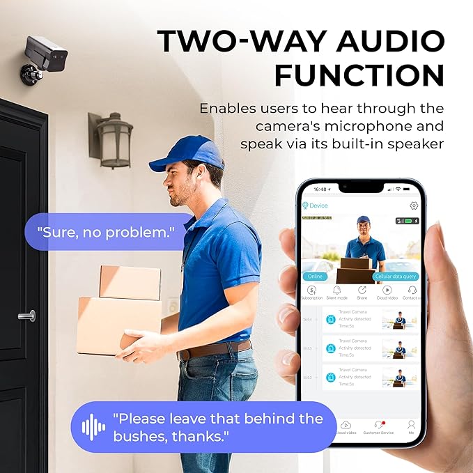 No WiFi Security Camera, 4G LTE Cellular Security Camera Wireless Indoor Cam with Night Vision, Built-in SIM Card, 20 Day Standby Battery, Dual Lens, 6X Hybrid Zoom, Human/PIR Motion