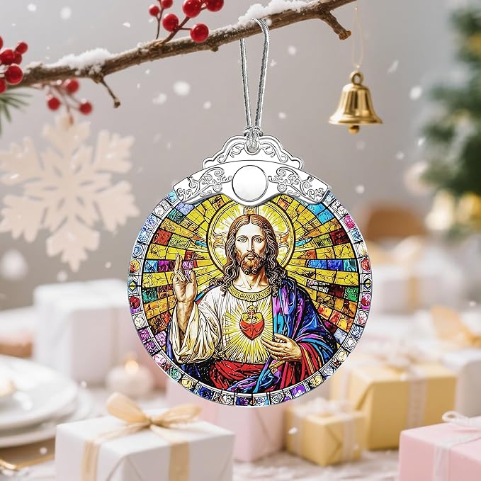 Jesus Christ Ornament, Christmas Ornament, Christmas Decoration, Religious Holiday Decor, Gifts for Christian, Religious Gifts, Gift Exchange, Gift Idea - Pattern B