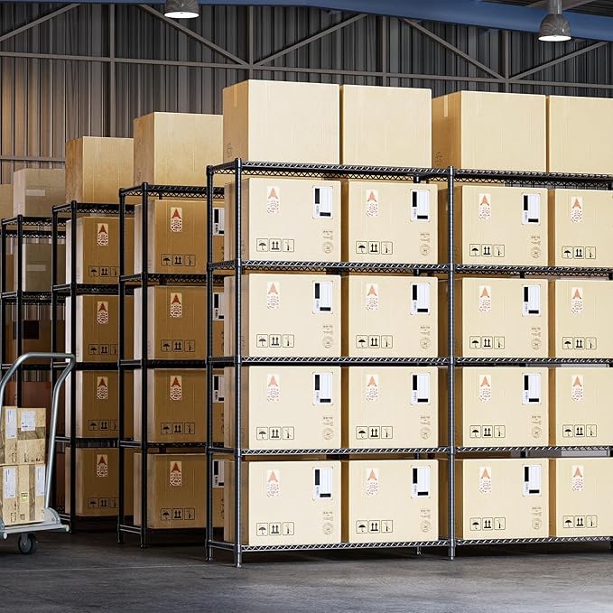 IZEUK Linked Storage Racks, DIY Adjustable Heavy Duty Metal Shelving Unit for Corner, Ideal for Kitchen, Garage, Warehouse, and Garden (Black, 15.7" D x 33.5" W x 70.5" H, 1433 lbs Capacity)