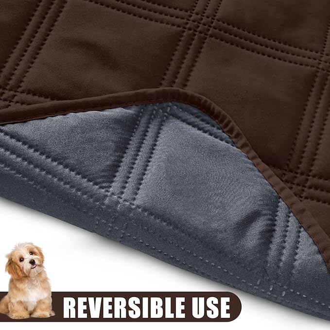 Smiry Waterproof Dog Bed Cover Blanket 52x82, Soft Reversible Pet Blanket, Washable Leakproof Cats Dogs Couch Cover for Sofa, Couch, Furniture, Chocolate/Dark Grey