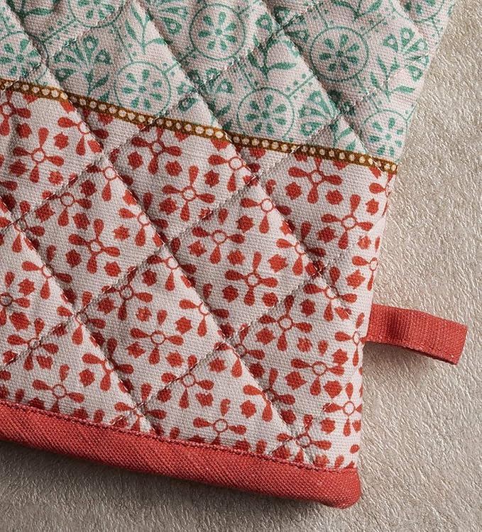 Maison d' Hermine Oven Gloves 100% Cotton Oven Mitt 7" x 13" with Loop Heat Resistant, BBQ, Cooking Gloves, Baking, Grilling, Kitchen, Handling Hot Pans Spring/Summer (Pack of 1, Provence)