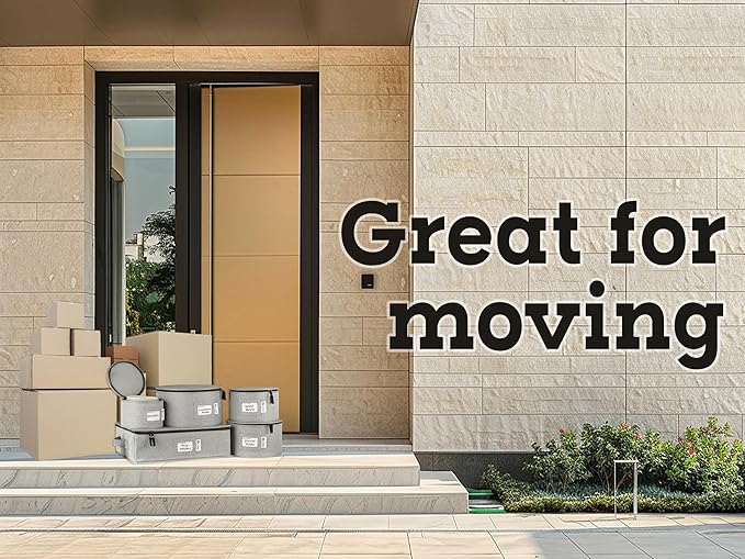 Hard Shell China Storage Containers 5-Piece Set Moving Boxes for Dinnerware, Glasses, Plates, Mugs and Saucers Sturdy Dish Organizer with Dividers for Seasonal Storage - Service for 12 - Gray