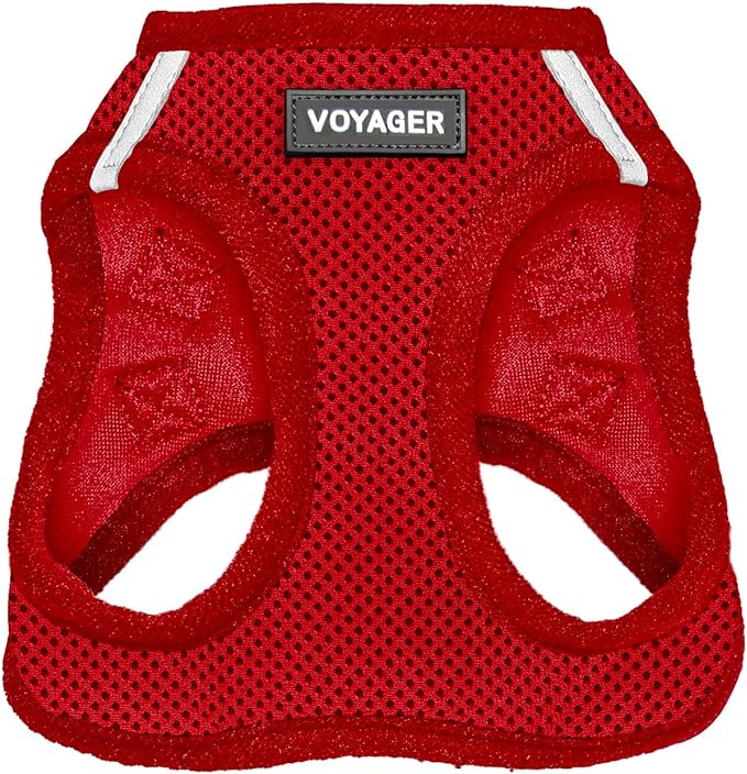 Best Pet Supplies Voyager Step-in Air Harness - All Weather Mesh, Reflective, No Pull Harness for Dogs, Cats - Secure with Hook & Loop Fastener, Buckle, Double D-Rings - Red, XXS
