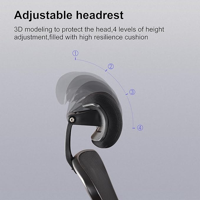 BOLISS Ergonomic Office Desk Chair with Headrest, Flip-up & Height Adjustable Arms, Wide Two-Layer Molded Foam Cushion, Adjustable Lumbar Cushion (Black)