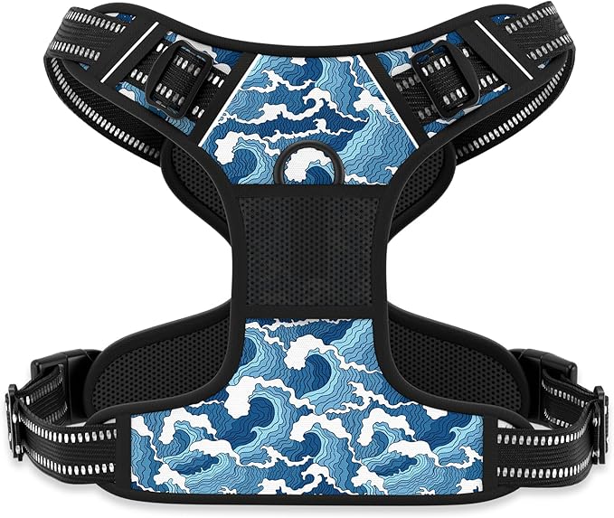 Rnivvi No Pull Dog Harness, Cute Reflective Medium Sized Puppy Kitten Harness, Adjustable Soft Padded Vest for Medium Dogs, Heavy Duty Pet Vest with Easy Control Handle for Walking, Japanese Style