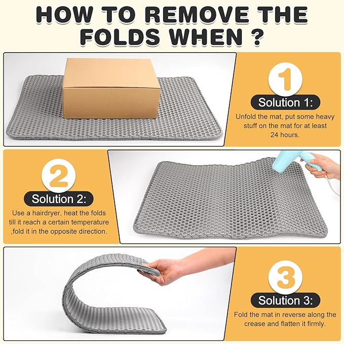 Cat Litter Mat Double Layer Waterproof Urine Proof Trapping Mat 2 Pack (Gray, 24x15 Inch)