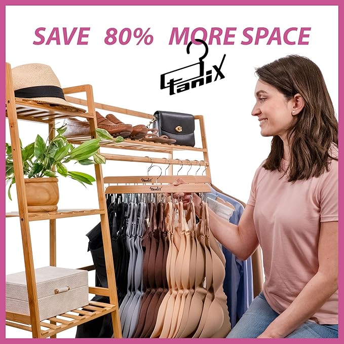 3 Pack Tank Top Hangers Space Saving, Bra Hangers for Closet Organizer, Bra Organizer for Closet, Space Saving Organizers and Storage for Dorm & Apartment for Tankto (Wooden)