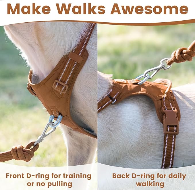 No Pull Dog Harness, Reflective Puppy Vest for Small Medium Large Sized Dog(Carmel Brown,XS)