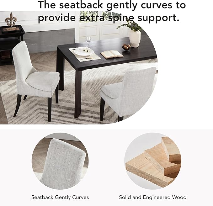 Upholstered Dining Chairs Modern Sidechair Performance Fabric High Back Armlesschair for Diningroom Kitchen,Light Grey,Set of 2(1 Box)