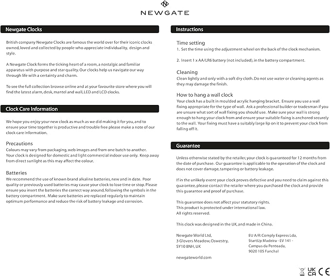 NEWGATE® Number Four Echo Wall Clock | Modern Round Clock | 30cm | Midnight Blue | Easy to Read Numbers | Ideal for Kitchen, Living Room or Office