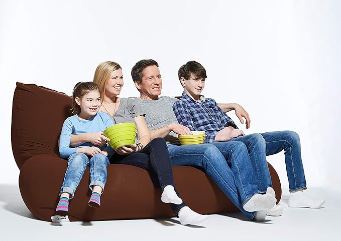 Yogibo Double Oversized Bean Bag Chair, Beanbag Bed with a Washable Outer Cover, Cozy Sofa for Gaming, Reading, and Relaxing, Filled with Soft Mini Beads, Brown