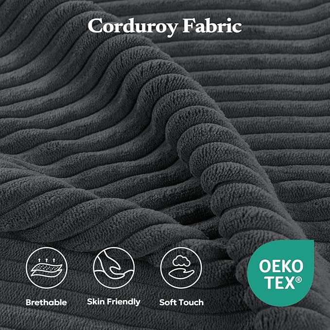 136" Cloud Sectional Couch, Left/Right Facing Convertible Sofa with Deep Seat, L-Shape Modular Upholstered Foam Couch for Living Room Bedroom, No Assembly Required (Corduroy Fabric, Grey)