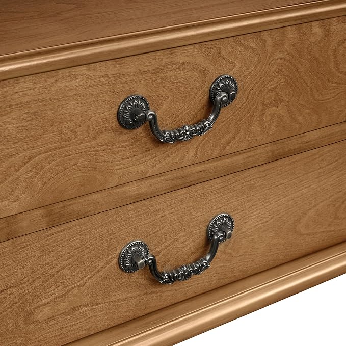 Amposei Retro Curved Entryway Console Table 43’’ Wood Half Moon Slim Entry Sofa Table with Drawers and Storage Shelf for Living Room Entrance Hallway Bedroom, Brown