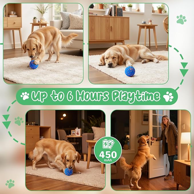 Smart Interactive Dog Toys,Vibrating Dog Ball,Dog Chew Toys,Balls for Dogs,Chew-Proof Shell,Automatic Moving/Bouncing/Rotating, E-TPU Material,Ip68 Waterproof