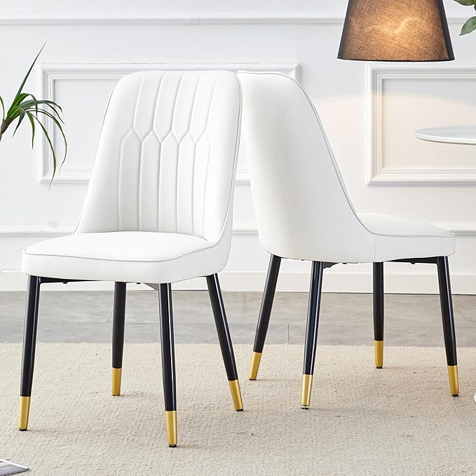 Dining Chairs Set of 2,Modern Dining Chairs, Equipped with PU Leather Backrest Cushions and Metal Legs, Suitable for Restaurants, Kitchens, and Dining Room Chairs