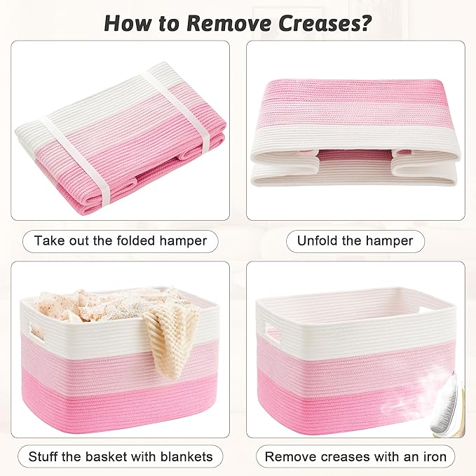 Blanket Basket,Rectangle Woven Baskets for Storage,65L Laundry Basket for Decorative Nursery Blanket,Toys,Dirty Clothes and Magazine in Shelves,Baby Room,and Living Room