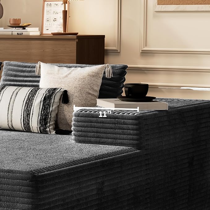 105.5" Modular Sectional Sofa L-Shape, Modular Cloud Sofa with Deep Seat for Living Room Bedroom, Upholstered Couches No Assembly Required (Gray Right Facing Chaise)