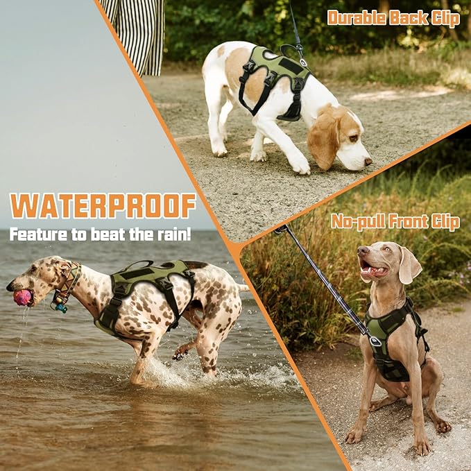 AUROTH Escape Proof Dog Harness for Large Dogs - No Pull, Soft Padded, Reflective, Adjustable Vest With Lift Handle for Walking, Hiking, Training