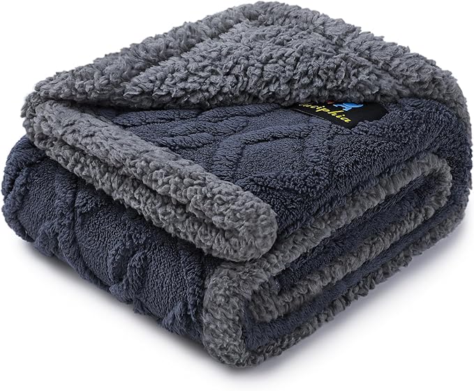 Waterproof Pet Blanket, Liquid Pee Proof Dog Blankets for Sofa Bed Couch, Reversible Sherpa Fleece Furniture Protector Cover for Small Medium Large Dogs Cats,Dark Grey Medium(57" x 40")
